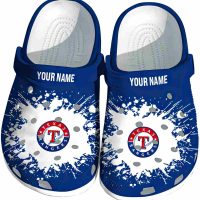 Personalized Texas Rangers Splatter Background Crocs