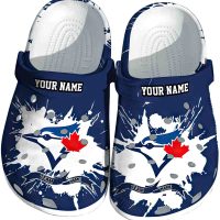 Personalized Toronto Blue Jays Splattered Paint Design Crocs