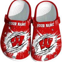 Personalized Wisconsin Badgers Abstract Splash Pattern Crocs