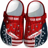 Personalized Wisconsin Badgers Star-Spangled Side Pattern Crocs