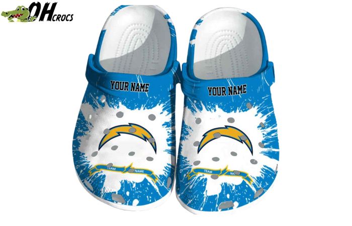 Personalized Los Angeles Chargers Splash Pattern Crocs