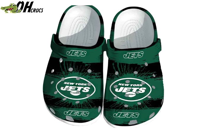 New york jets on green pattern custom name crocs crocband clog comfortable water shoes