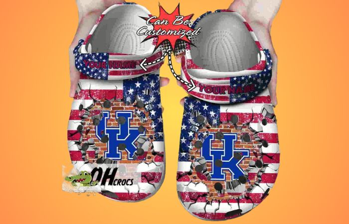 Kentucky Wildcats Crocs American Flag New Clog Shoes Gift